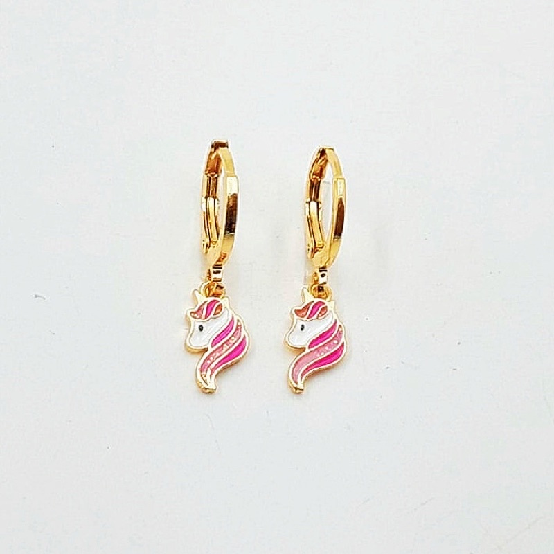 Anting Titanium Balita / Anak Glitter Unicorn Lapis Emas Anti Karat