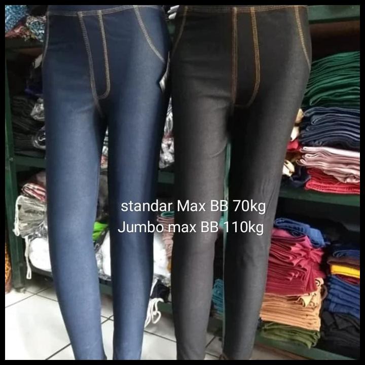 ks8h celana legging levis panjang wanita/bahan denim/adem, bagus, murah - hitam, standar z5d1