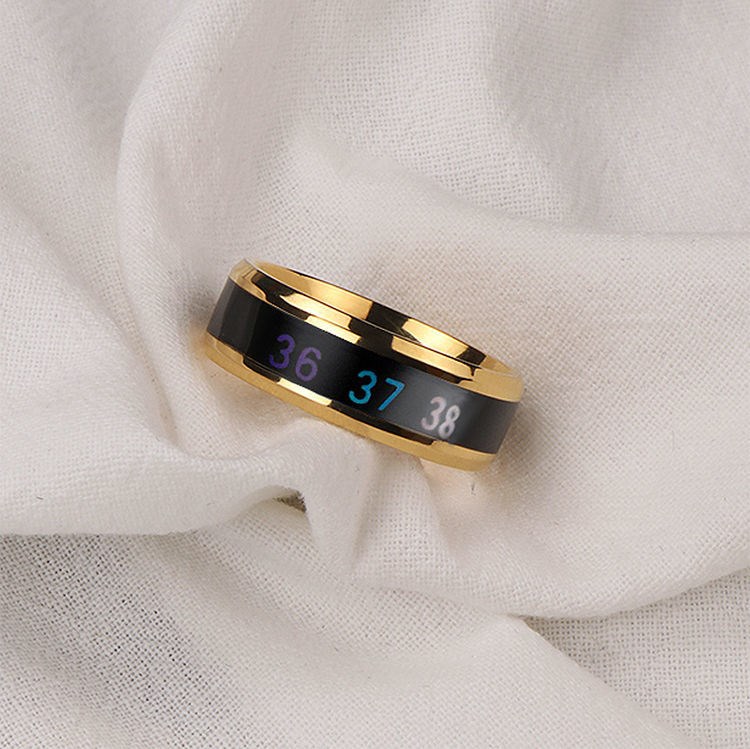 Fashion Simple  Temperature Ring / Unisex Mood Emotion  Feeling Rings / Popular Sliver Gold Black Titanium Steel Finger Ring