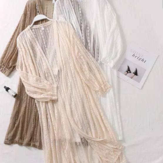 ✪ Long Outer Cardigan Lace Import / busana pantai ℮