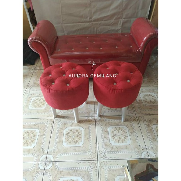 1SET ( 1PCS SOFA PANJANG + 2PCS STOOL) TANPA MEJA