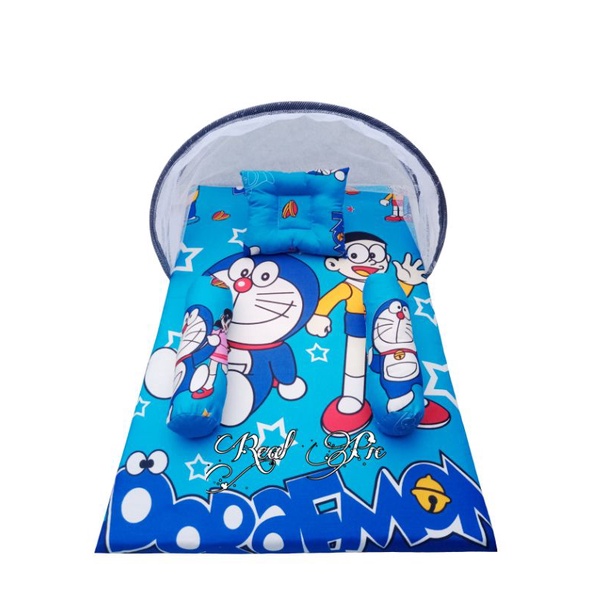 promo murah kasur bayi kelambu set bantal guling motif dora emon