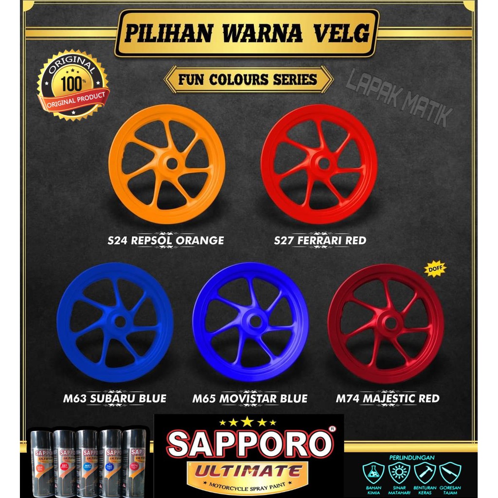 Pilok Sapporo FUN COLOUR ORANGE MERAH BIRU  S24 S27 M63 M65 M74 400ML