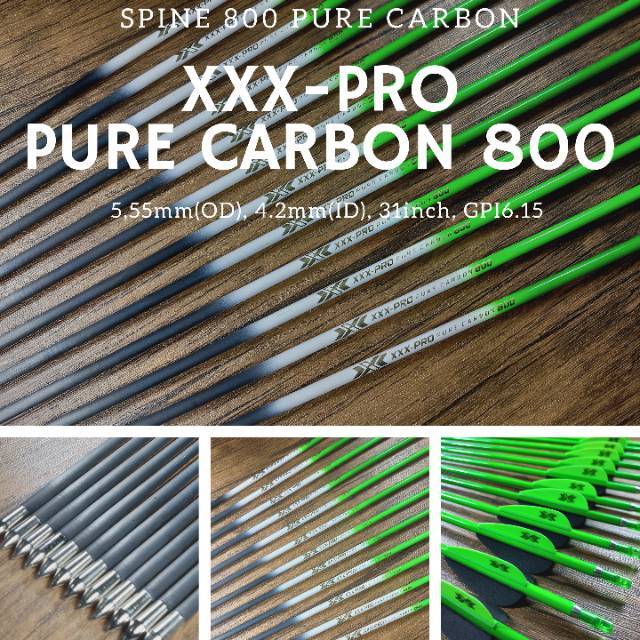 XXX-PRO PURE CARBON 800 - Pure Carbon Arrow Spine 800 - Anak Panah Full Karbon Stainless Steel Tip