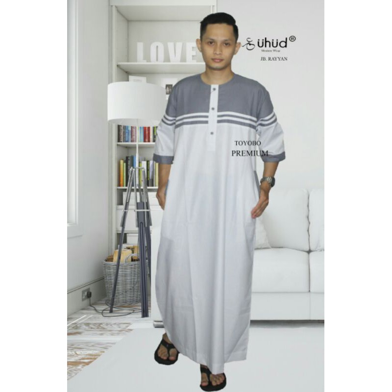 JUBAH PRIA ADEM BAHAN TOYOBO UHUD RAYYAN LENGAN PENDEK