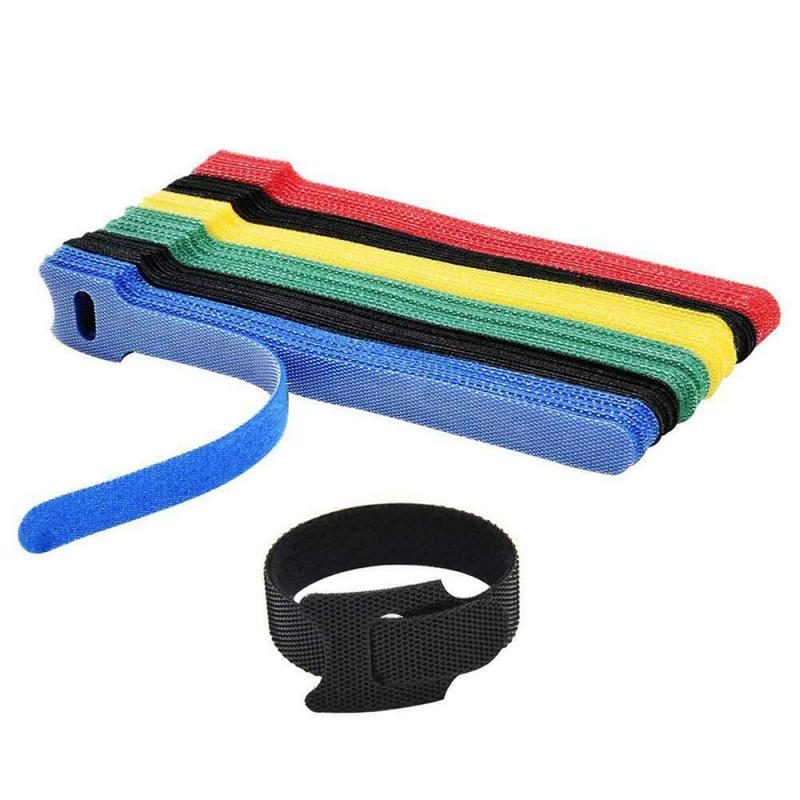 20Pcs 20cm Reusable T-type Velcro Cable Tie Wire/Colorful Computer Data Cable Tape Buckle Belt/Nylon Adhesive Hook Fastener Straps Organizer