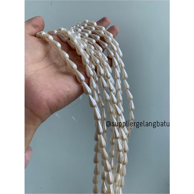 bahan Mutiara Sintetis TETES 10mm WHITE PEARL TULANG manik aksesoris