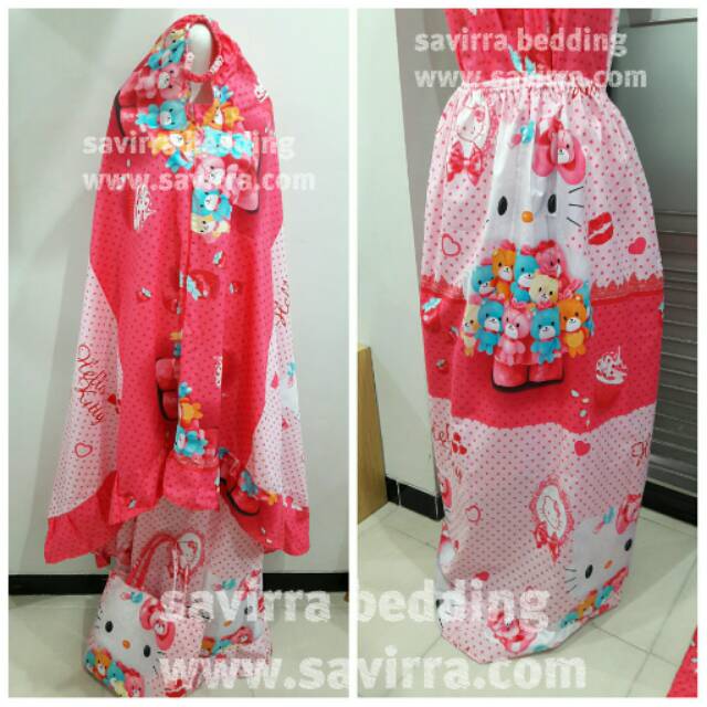 Mukena katun anak karakter hello kitty