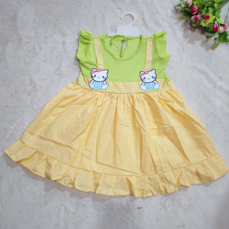 Dress Anak cewek 1 2 tahun hellokitty kembar gaun anak cewek baju anak perempuan ( dress TWIN HK  )