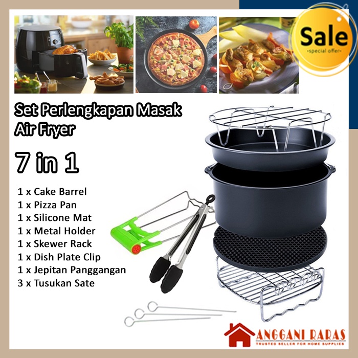 Satu Set Alat Masak Perlengkapan Air Fryer 7 in 1 Anti Lengket Bahan Silikon