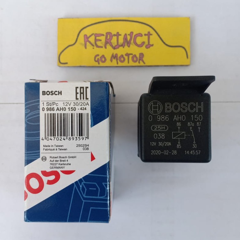 RELAY BOSCH KAKI 5 87A PEMUTUS ARUS 12V 30/20A AH0 150 - RELAY KLAKSON