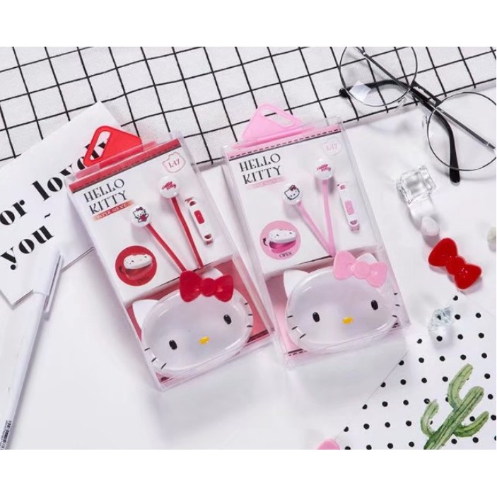 [L-17] Headset Earphone Karakter HELLO KITTY / Earphone + Wadah Earphone HELLO KITTY Lucu Unik Imut