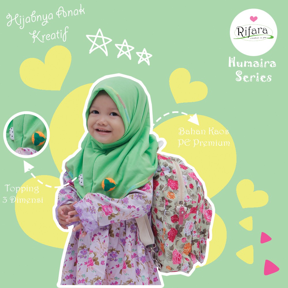 Jilbab Anak RIFARA HUMAIRA ( Size L dan XL ), Jilbab Toping, Jilbab Unik