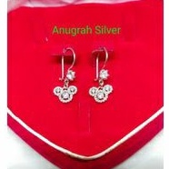 (COD)Anting rumbai anak &amp; remaja Mickey mause mata putih perak asli 925/silver lapisan emas putih murni..