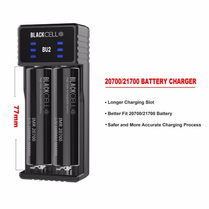 Charger Baterai BLACKCELL BU2 18650 20700 21700 AUTHENTIC