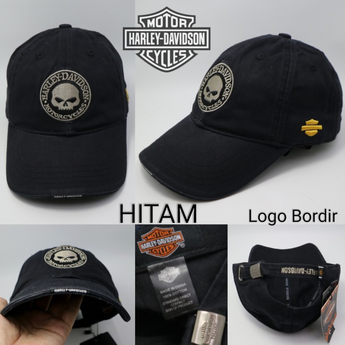 Topi Pria Warna Hitam Snapback Kasual Remaja Gaya Blk-553 Distro  XH780 Topi Pria Baseball Harley