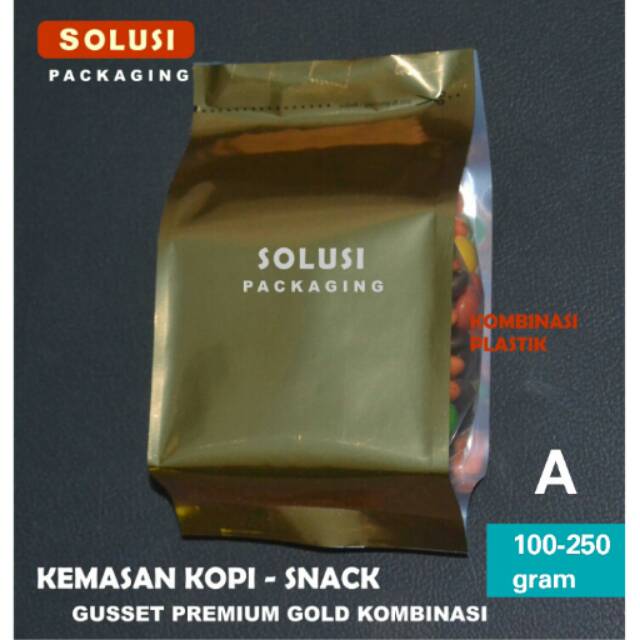 KEMASAN KOPI SNACK GUSSET TRANSMETZ PREMIUM FOIL GOLD KOMBINASI TIPE A 100-250 GRAM