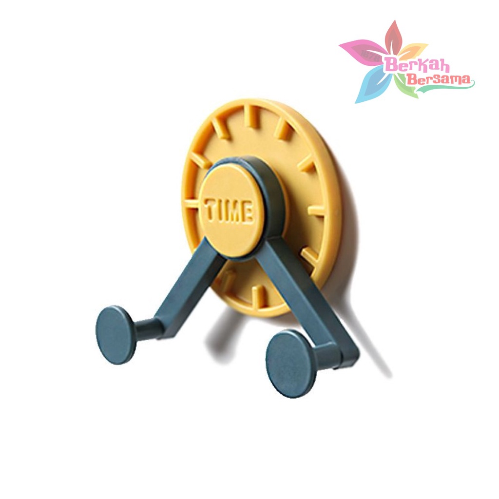 RT104 Gantungan Hanger Hook kunci tempel 2 kait bentuk jam 2 warna rotasi 360ͦͦͦͦ BB6467