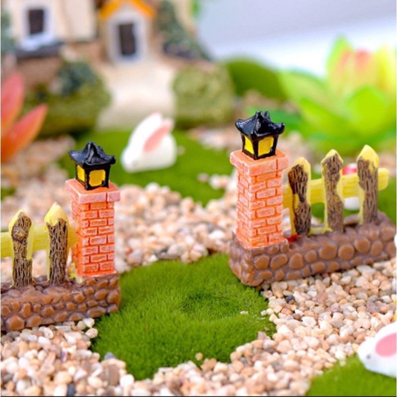ALLS Miniatur Pagar Gerbang Motif Kayu Maket Resin Diorama Terrarium Topper Kue mainan Dekorasi cake