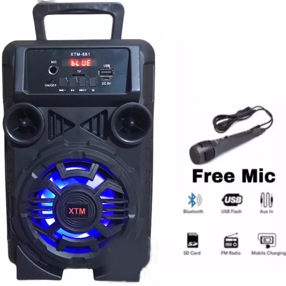Speaker Bluetooth Karaoke 5 inch XTM881 Gratis Mic