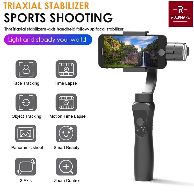 ROCKWARE RW-S5 - 3-Axis Handheld Stabilizer - Gimbal Smartphone