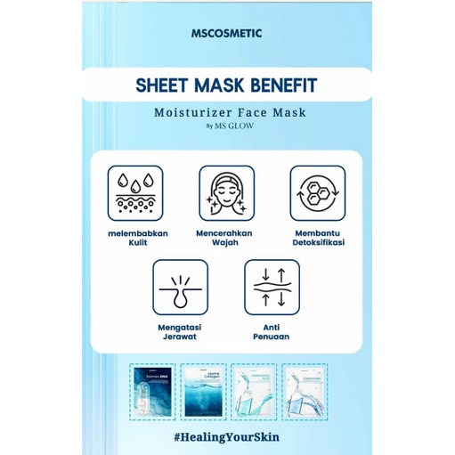 Sheet Mask MS GLOW || ceramide kolagen salmon retinol hyaluronic.