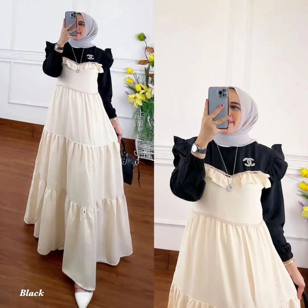 KENZA DRESS BO Bahan CRINKLE LD 110 CM PB 135 CM ( TANPA BROSS ) Baju Outfit Wanita Kekinian  DRES  MODEL TRENDY  DAN KEKINIAN HARGA MURAH DAN TERJANGKAU BAJU DRES 2022