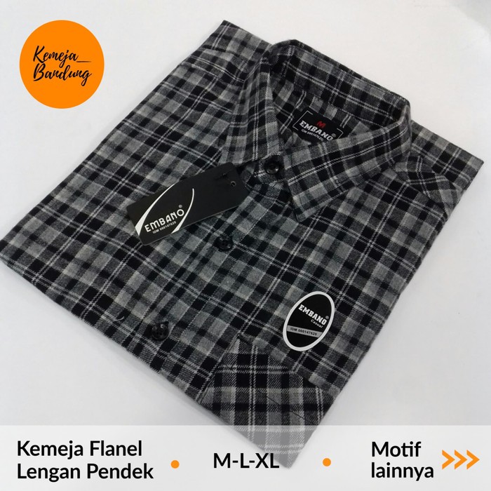Promo Ramadahan Baju Kemeja Pria Lengan Pendek Atasan Pria Hem Di BV179  Flanel Kotak Kotak Lengan P