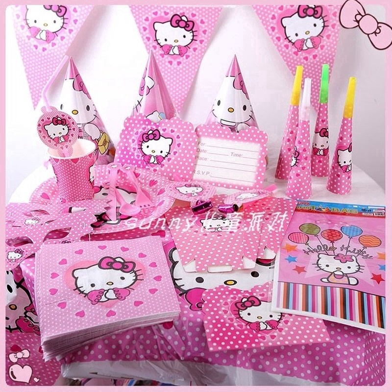 Set Dekorasi  Desain Hello  Kitty  untuk Pesta Ulang Tahun 
