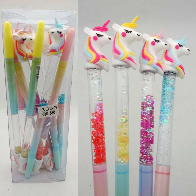 

Isi 12 Pcs Pulpen Gel Glitter Air/ Pulpen Gel Bulpen Karakter Glitter