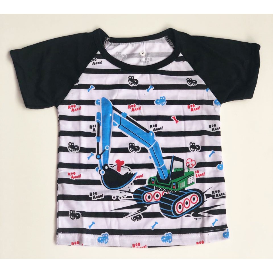 Kaos Raglan Anak Fullprint Traktor Lengan Pendek