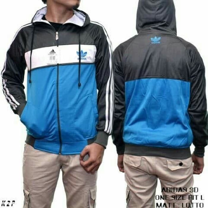 HOODIE ADIDAS PRIA SWAG KOMBI BIRU HITAM Slayershop