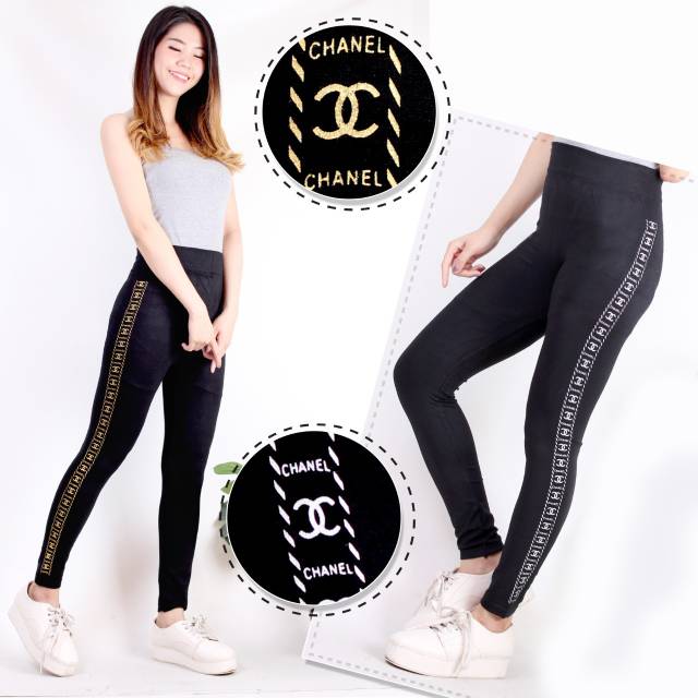 PREMIUM Celana Legging Wanita Import C-STRIPE Fit to S-XXL