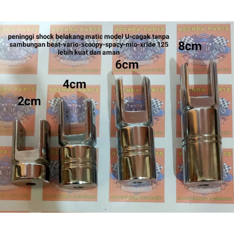 peninggi shock belakang matic model U-cagak tanpa sambungan beat-vario-scoopy-spacy-mio-xride 125lebih kuat dan aman untuk shock bawaan orinya drat 14