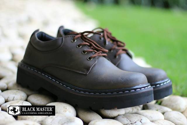 UNDERGROUND LOW SOLE BLACK - BLACK MASTER | Sepatu Low Boots Pria Kulit Asli Biker Casual Ngampus