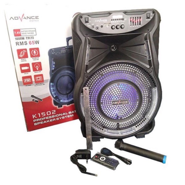 Advance Speaker Meeting K 1502 Bluetooth Aqualizer 15Inch Suara Mantap