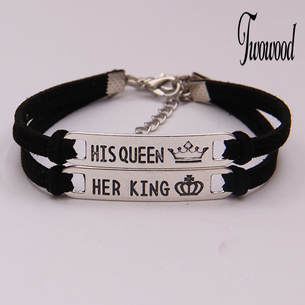 Gelang Pasangan Desain His Queen Her King Untuk Hadiah