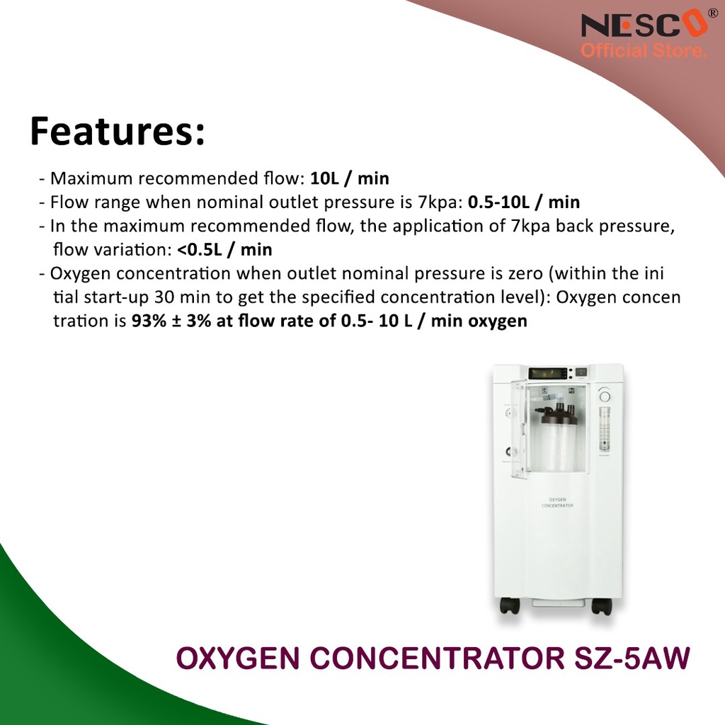 SZ-5Aw /SHUANGSHENG Oxygen Concentrator, 10ltr/min @95%