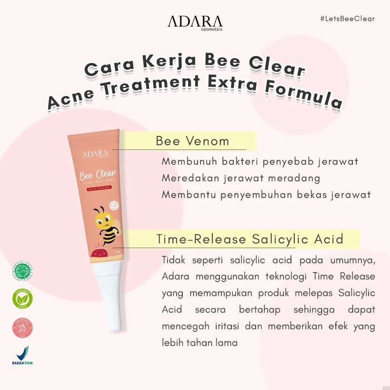 ADARA - Bee Clear Extra Formula Acne Treatment / Obat Totol Jerawat