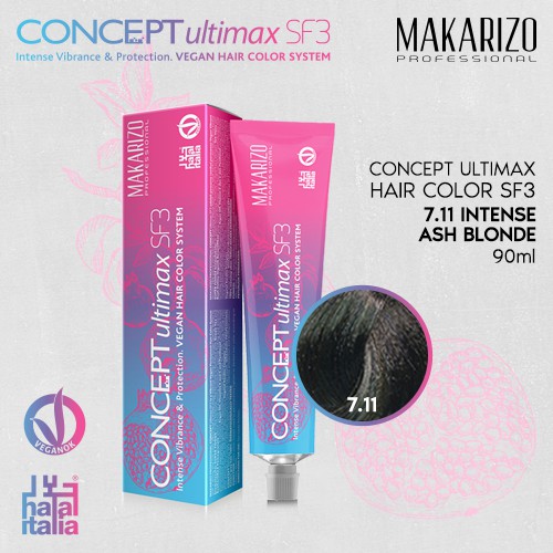 Makarizo Professional Concept Ultimax Hair Color SF3 7.11 Intense Ash Blonde 90mL