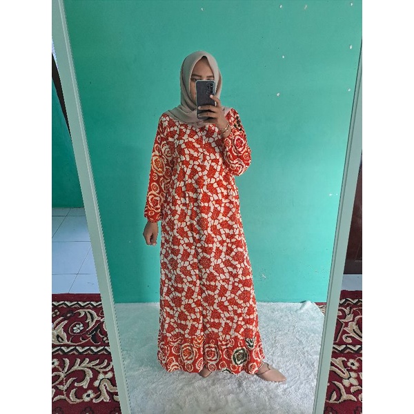 daster lengan panjang longdress batik cap rempel