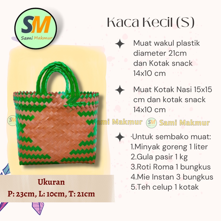 Tas Anyaman Plastik Kecil (S) KACA / Tas Keranjang Belanja Pasar / Tas Anyam Jinjing Parcel Hajatan