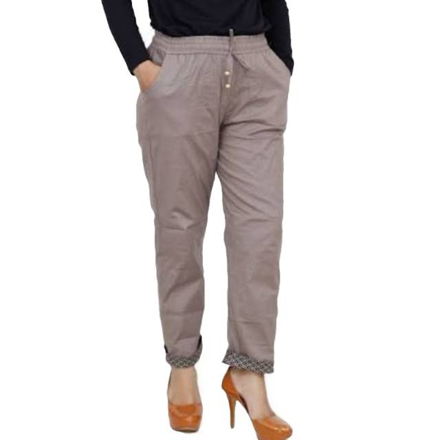  Celana  katun stik  balik  celana  lipat basic pants  