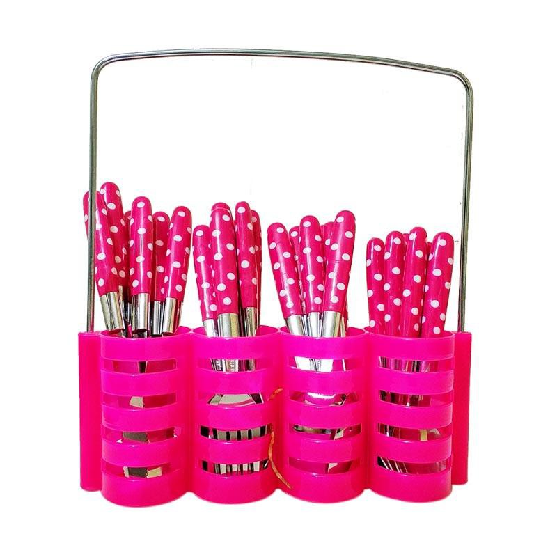 Sendok Makan Motif Polkadot 24PCS - Pink
