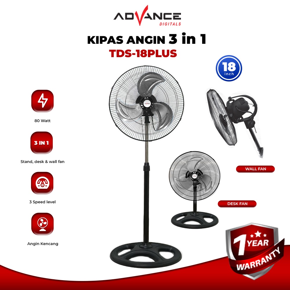 Advance TDS-18 Plus Kipas Angin Tornado 3 in 1 bahan Besi garansi resmi