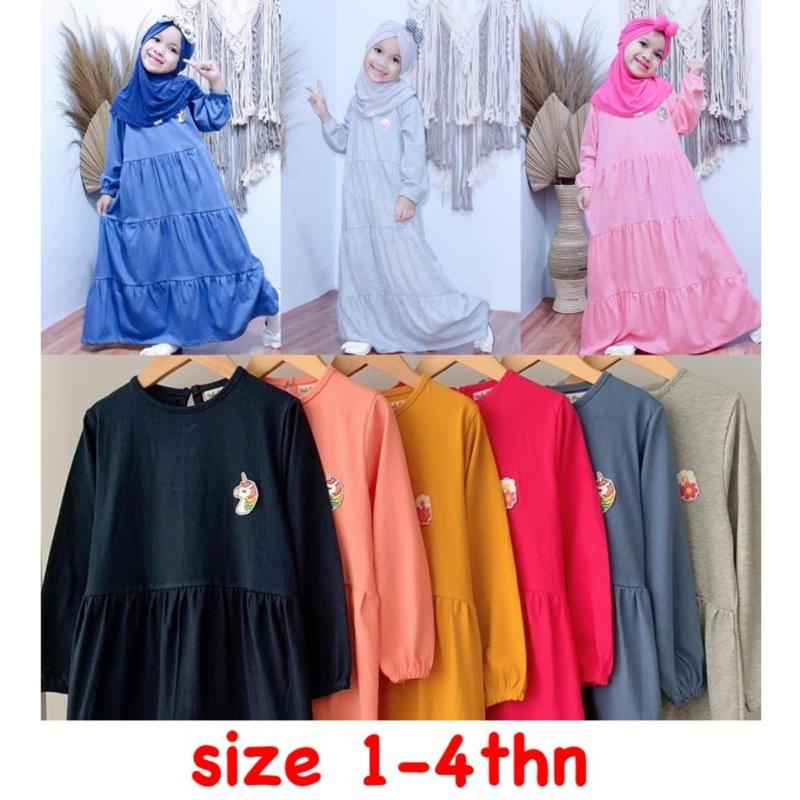 Baju Gamis Anak Perempuan Gamis Anak Rempel Susun 1 2 3 4 5 Tahun Gamis Kaos Anak Aplikasi Bordir Mi