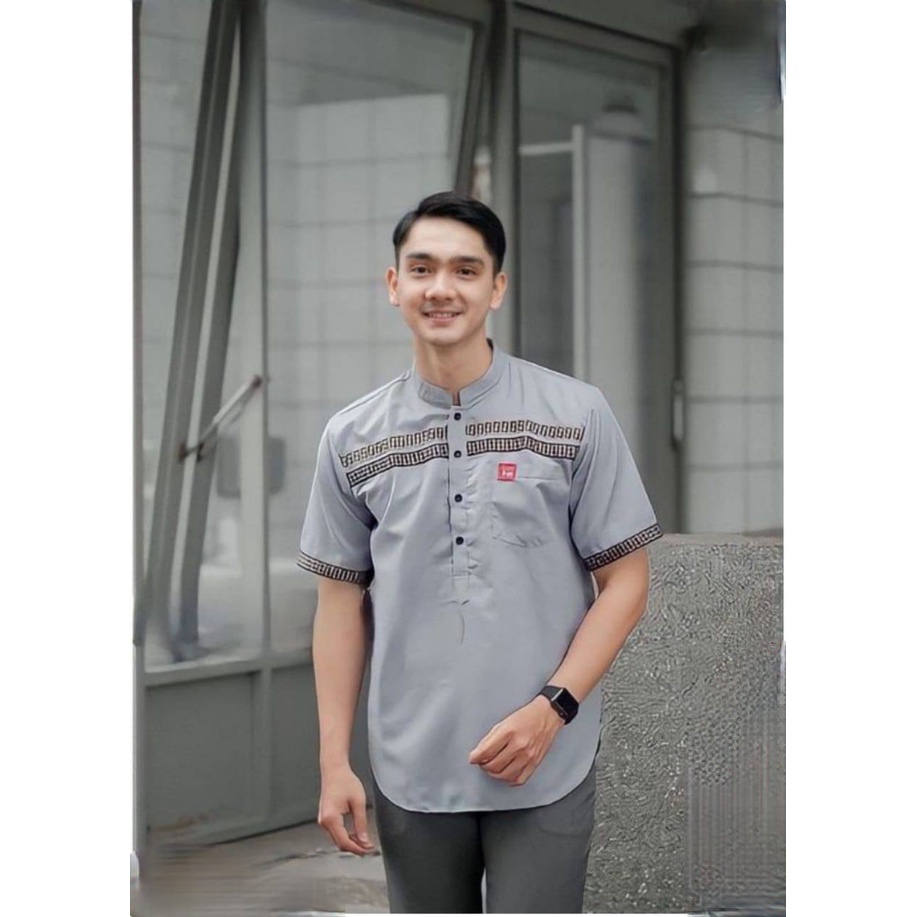 Baju Koko Kurta Pria Lengan Pendek Motif FF