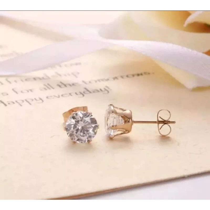 Anting tusuk permata gold titanium asli sngat cantik