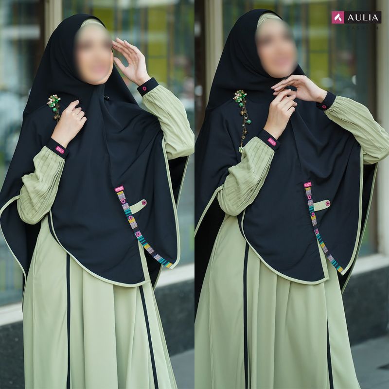 Aulia Fashion set Gamis Sabrina Avocado Black