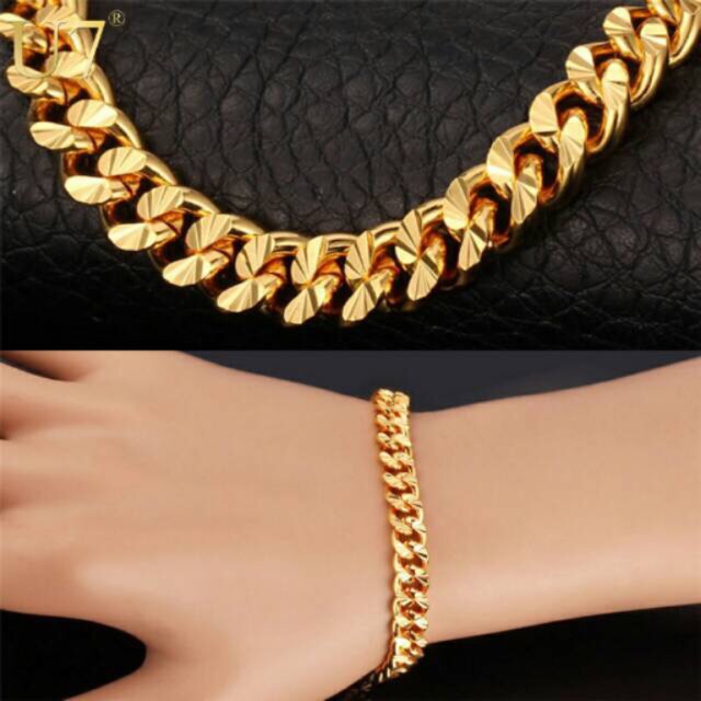 Gelang Rantai cowok/cewek lapis Emas 18k